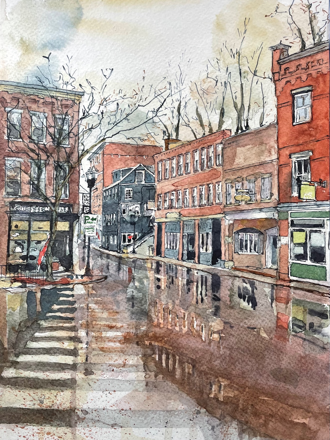 Bellows Falls “After the morning Shower”9x12 on Strathmore